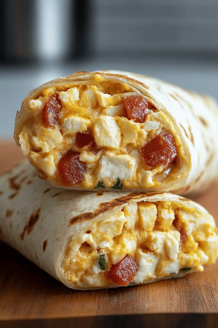 Breakfast Wrap Recipe slice on plate showing perfect texture and swirl pattern