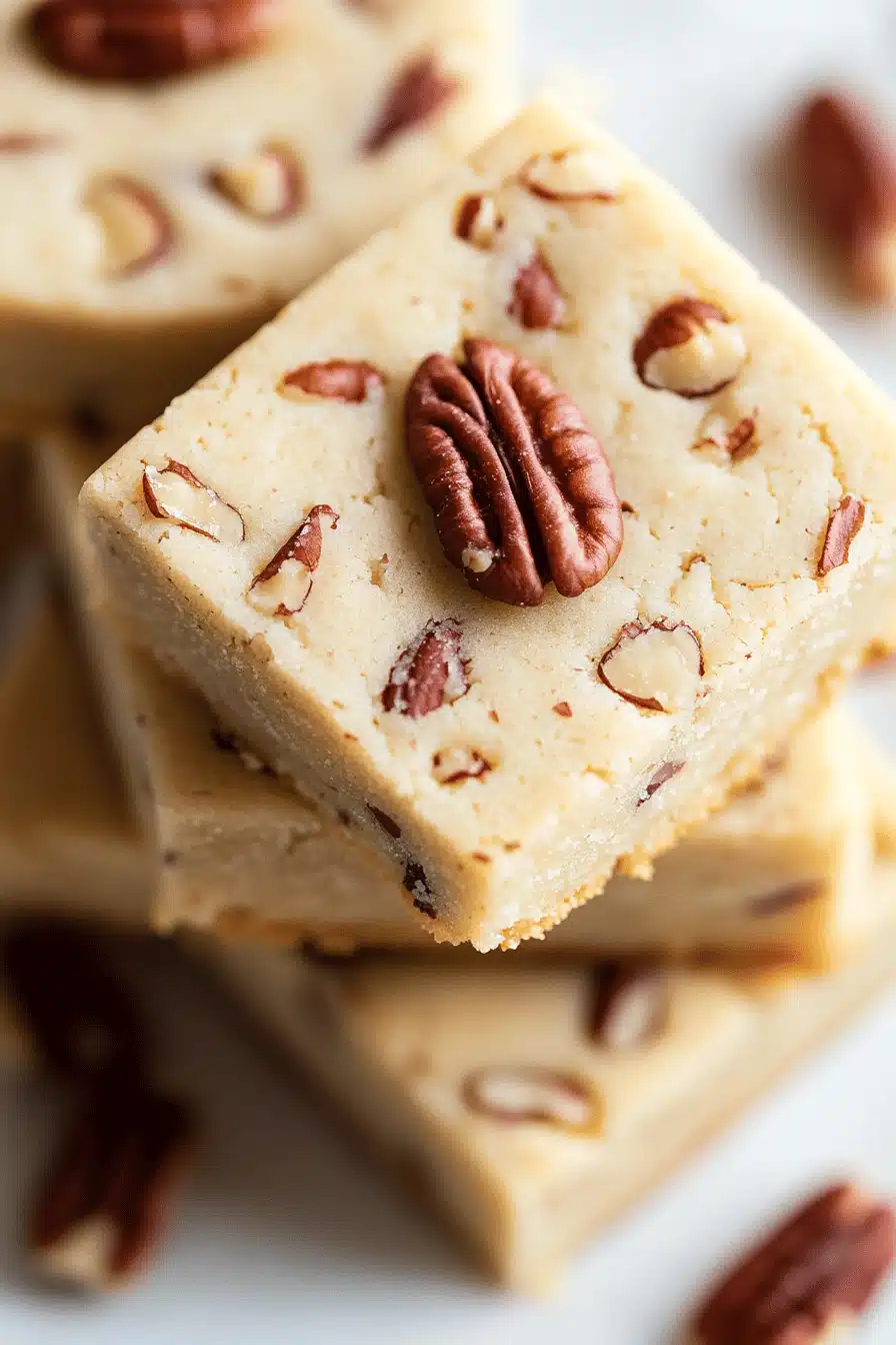 Butter Pecan Shortbread Cookies slice on plate showing perfect texture and swirl pattern