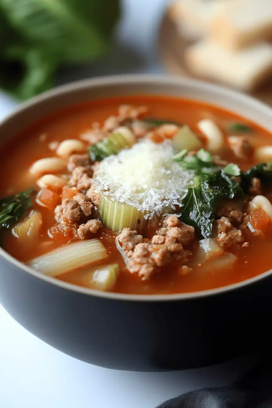 Cabbage Roll Soup slice on plate showing perfect texture and swirl pattern