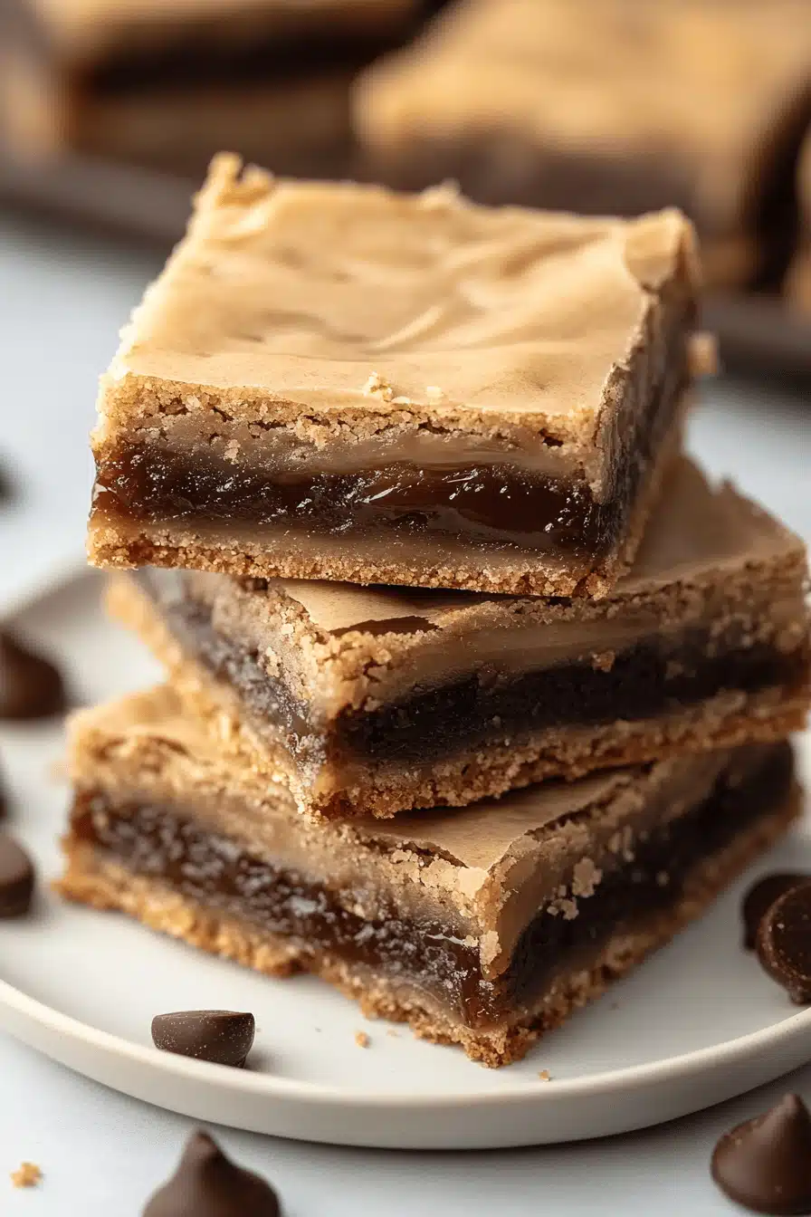 Caramel Bars Recipe slice on plate showing perfect texture and swirl pattern