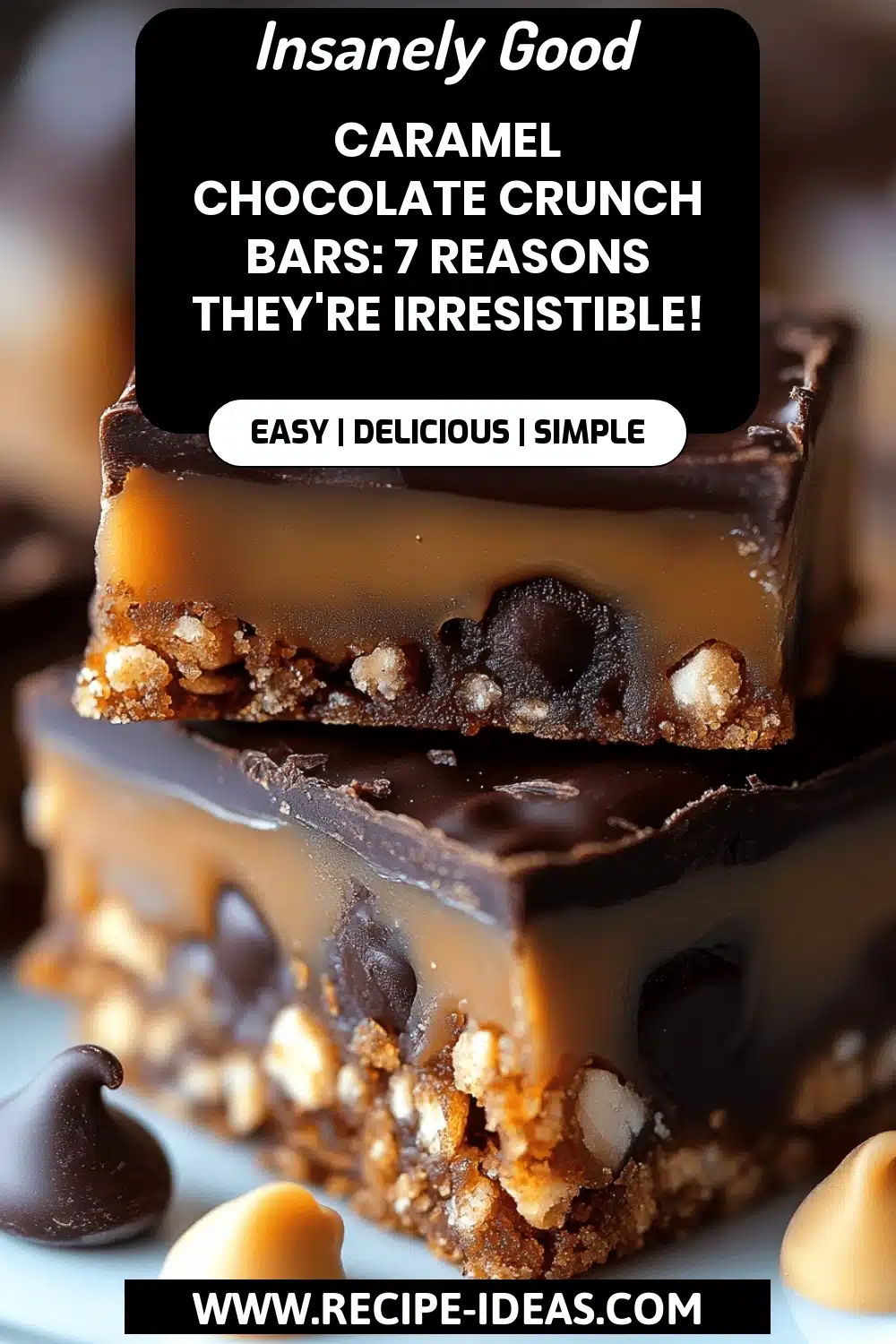 Caramel Chocolate Crunch Bars final dish beautifully presented and ready to serve