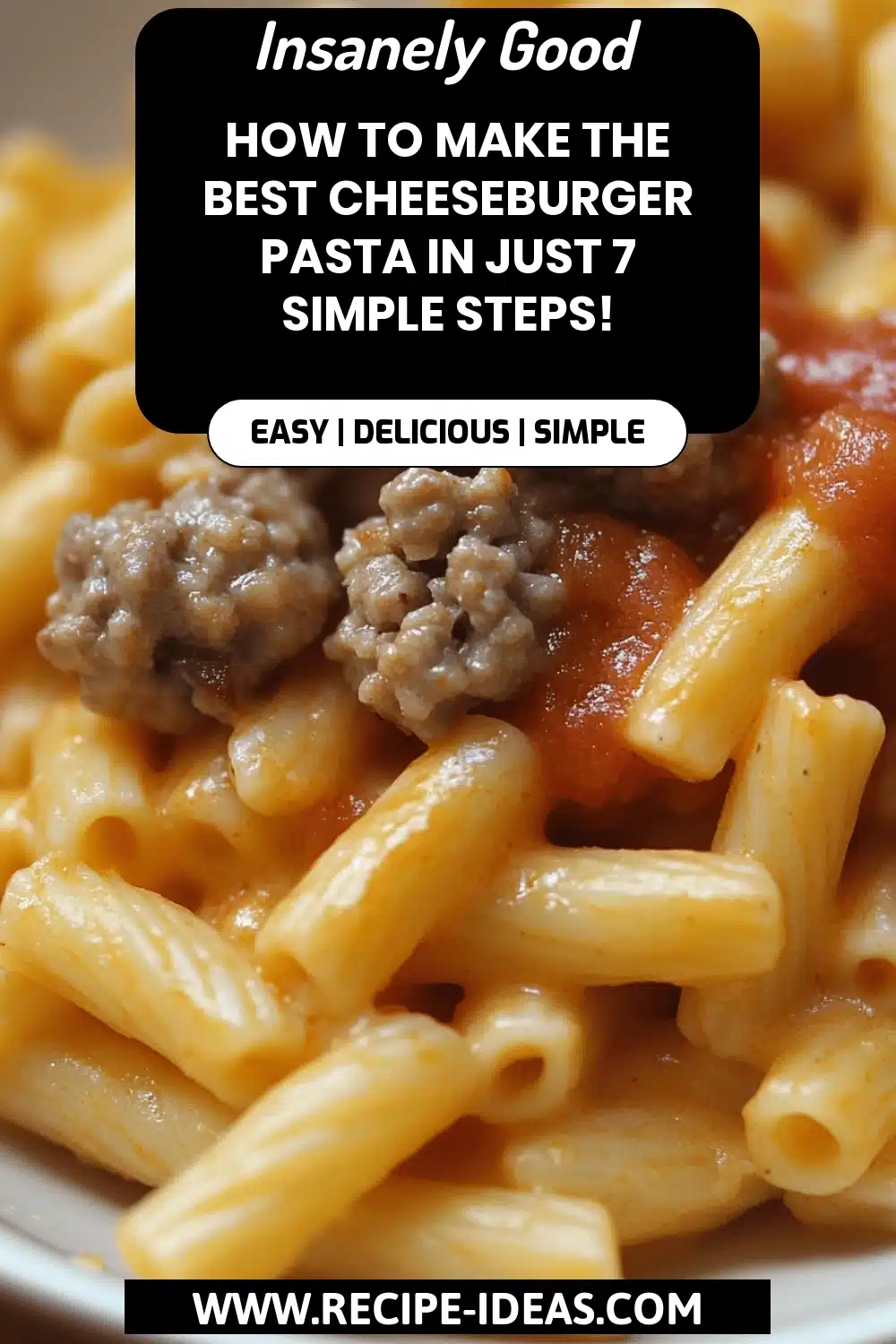 Cheeseburger Pasta final dish beautifully presented and ready to serve