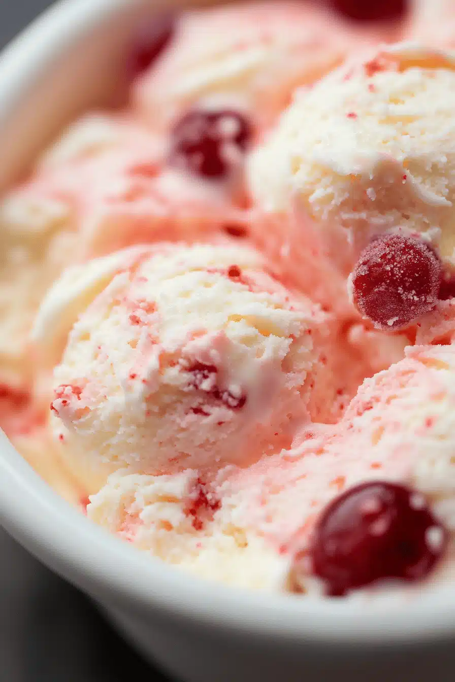 Cherry Cheesecake Fluff Recipe slice on plate showing perfect texture and swirl pattern