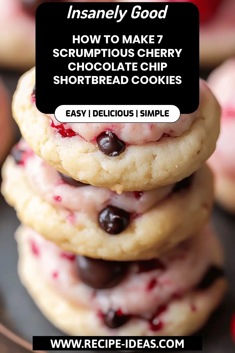 Cherry Chocolate Chip Shortbread Cookies final dish beautifully presented and ready to serve
