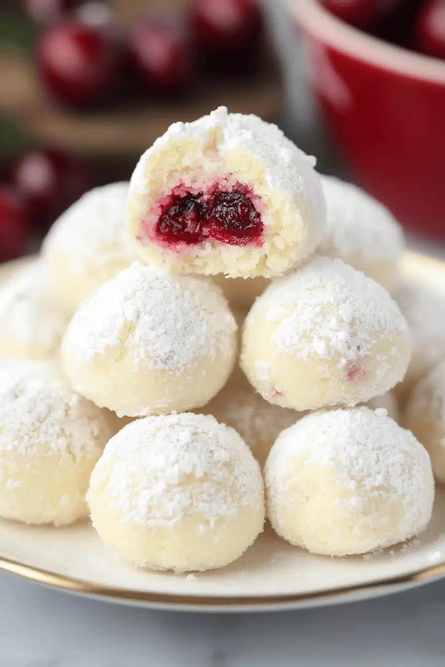 Cherry Snowball Cookies ingredients organized and measured on kitchen counter