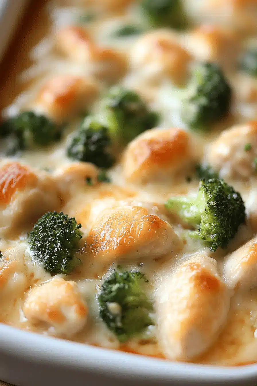 Chicken Broccoli Bake Recipe slice on plate showing perfect texture and swirl pattern