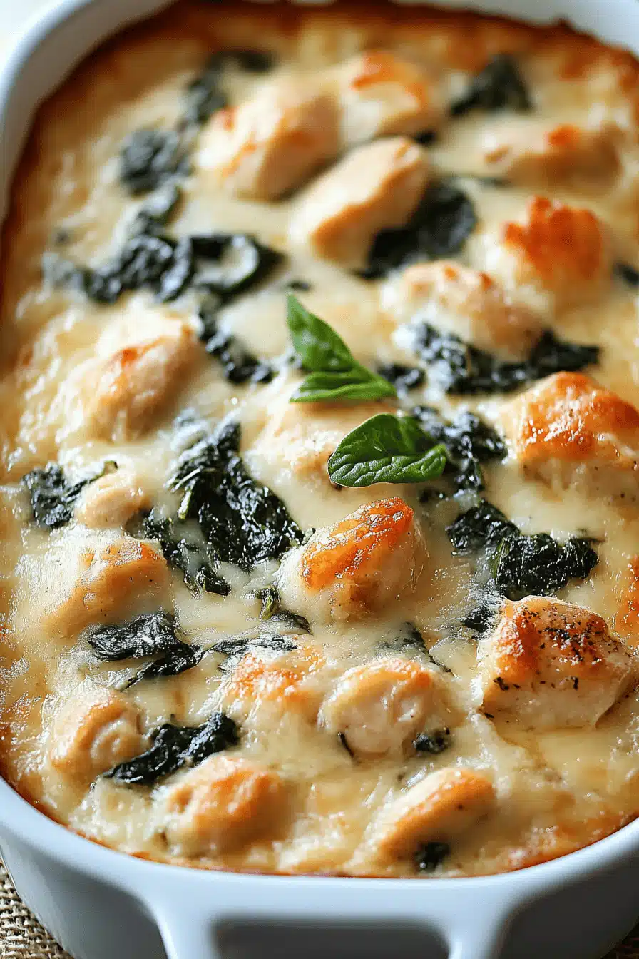 Chicken Spinach Casserole slice on plate showing perfect texture and swirl pattern