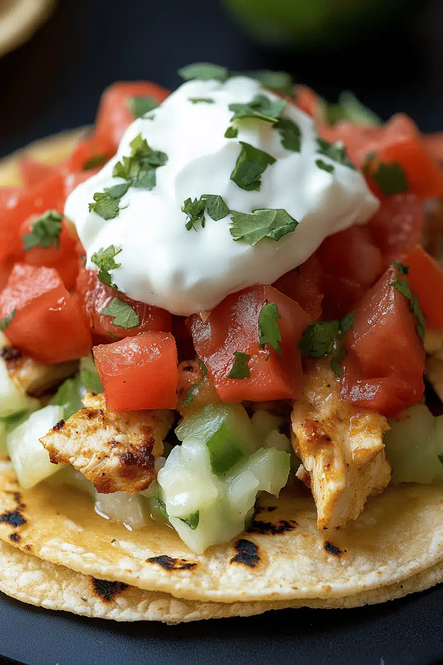 Chicken Tostadas Recipe ingredients organized and measured on kitchen counter