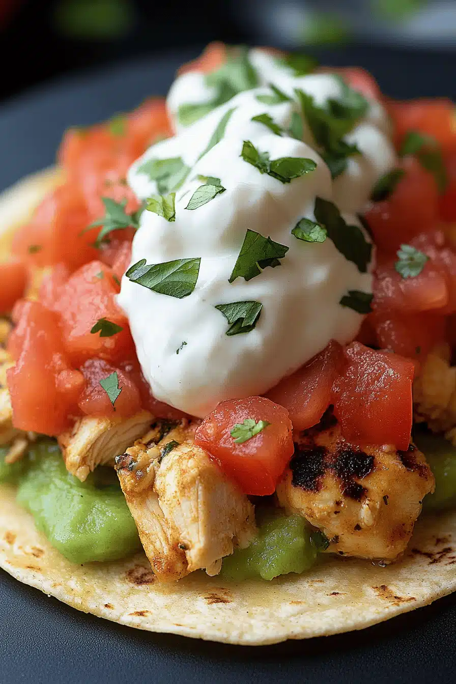 Chicken Tostadas Recipe slice on plate showing perfect texture and swirl pattern