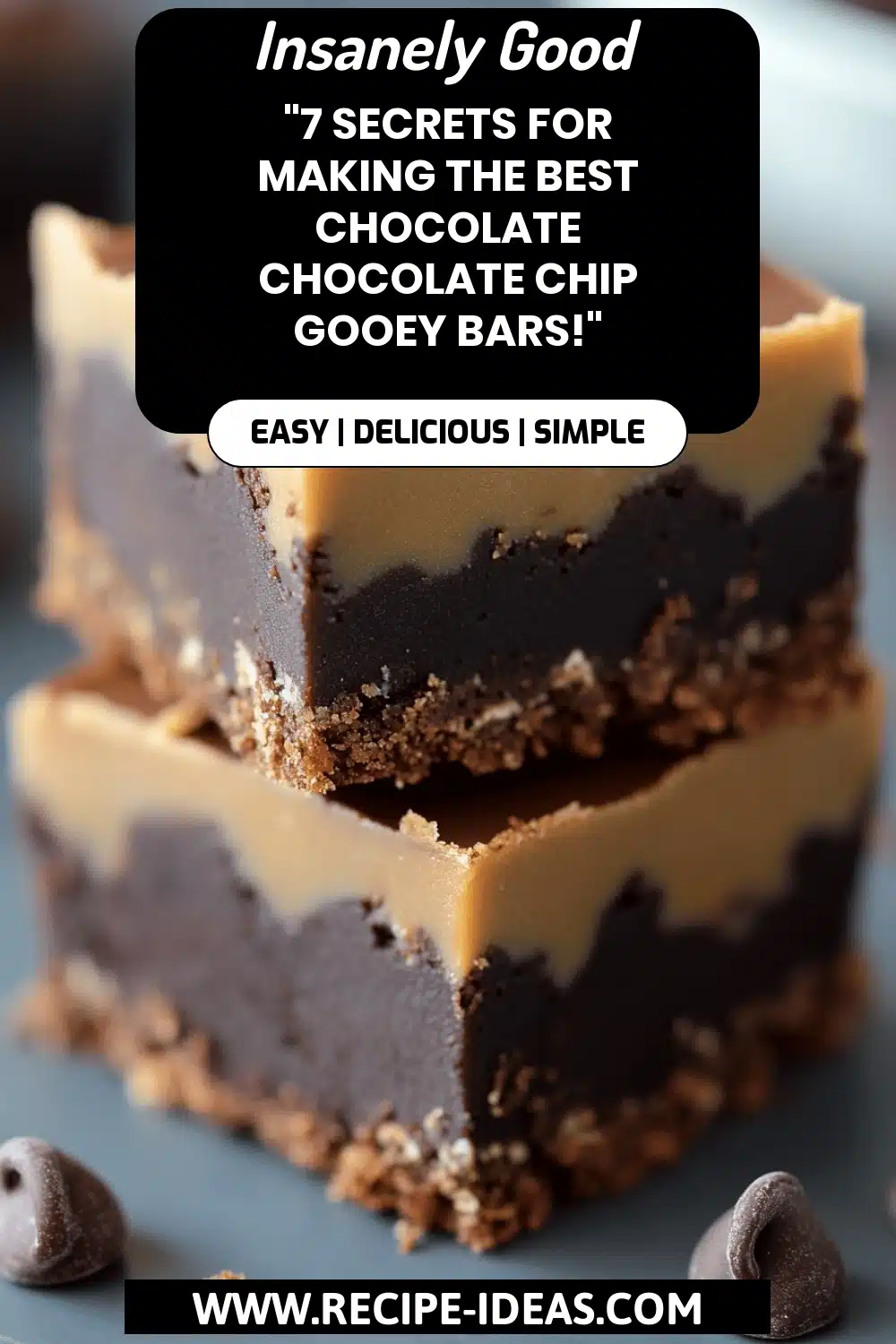 Chocolate Chip Gooey Bars final dish beautifully presented and ready to serve
