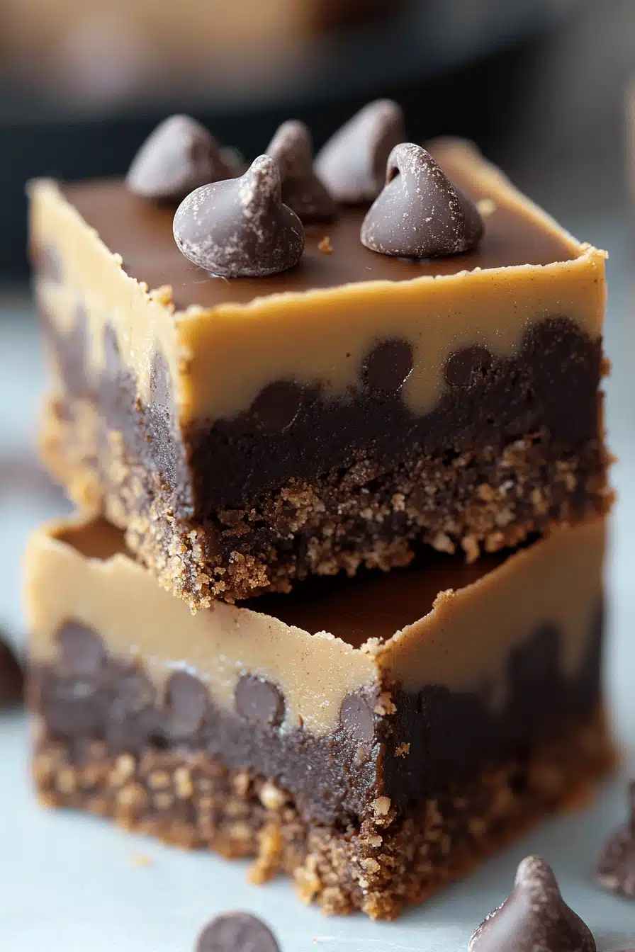 Chocolate Chip Gooey Bars ingredients organized and measured on kitchen counter