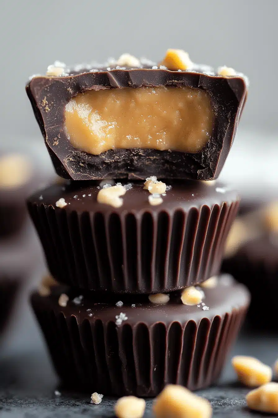 Chocolate Peanut Butter Crunch Cups ingredients organized and measured on kitchen counter