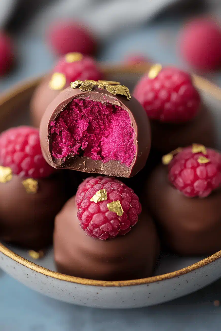 Chocolate Raspberry Truffles slice on plate showing perfect texture and swirl pattern