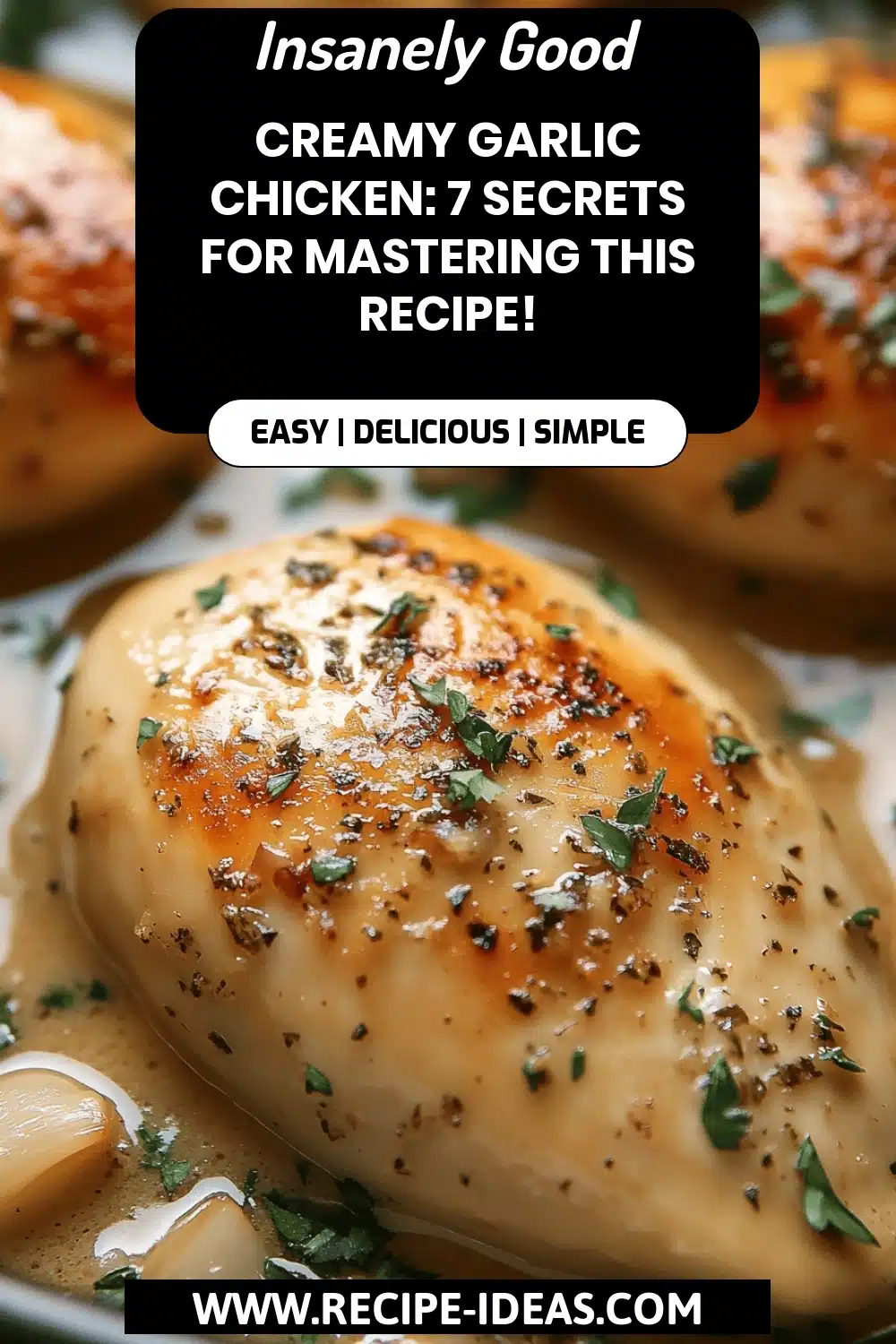 Creamy Garlic Chicken Recipe final dish beautifully presented and ready to serve