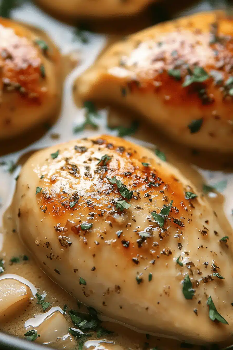 Creamy Garlic Chicken Recipe slice on plate showing perfect texture and swirl pattern