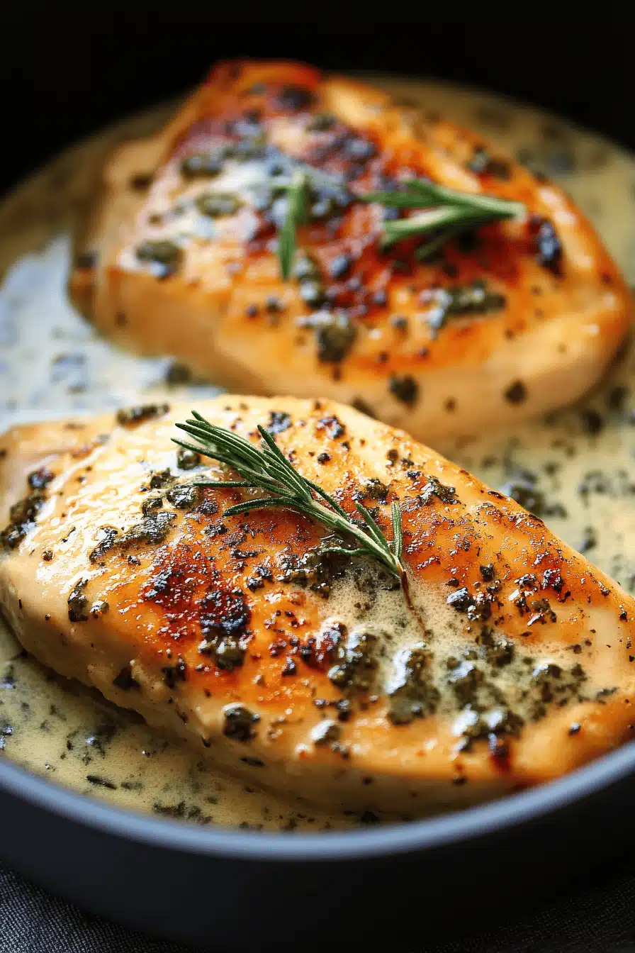 Creamy Herb Chicken slice on plate showing perfect texture and swirl pattern
