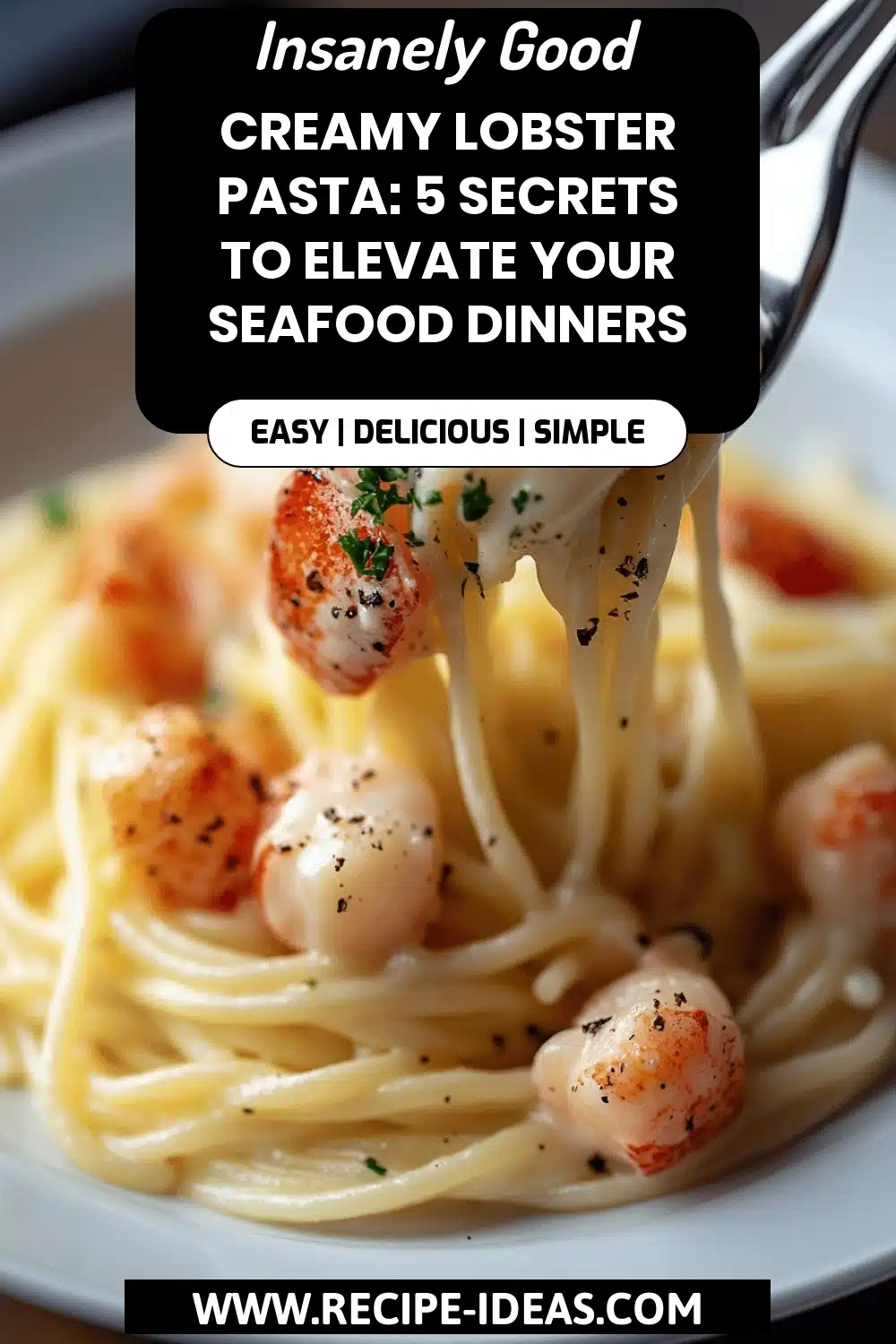 Creamy Lobster Pasta final dish beautifully presented and ready to serve