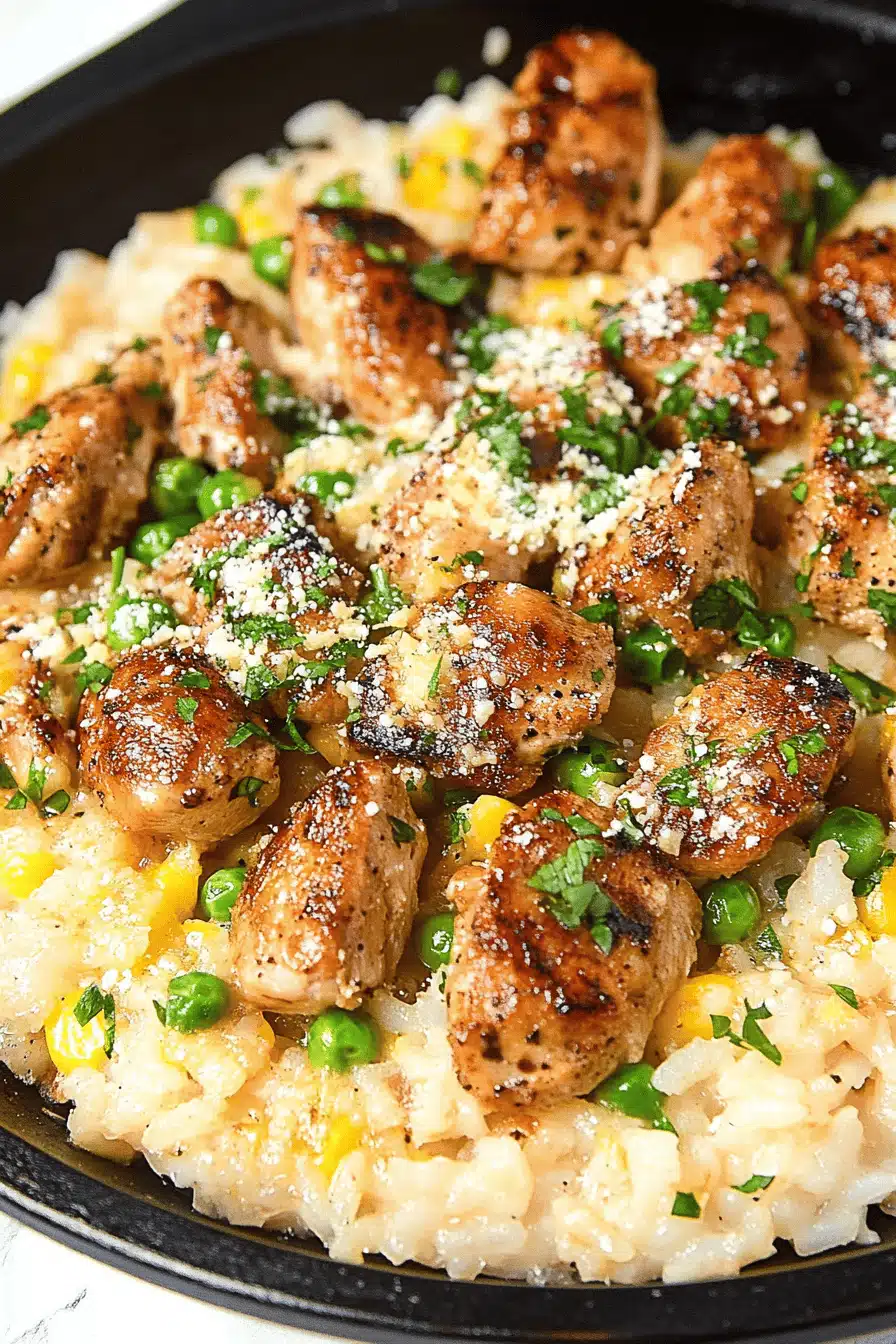 Creamy Parmesan Chicken Rice Final Dish Presentation