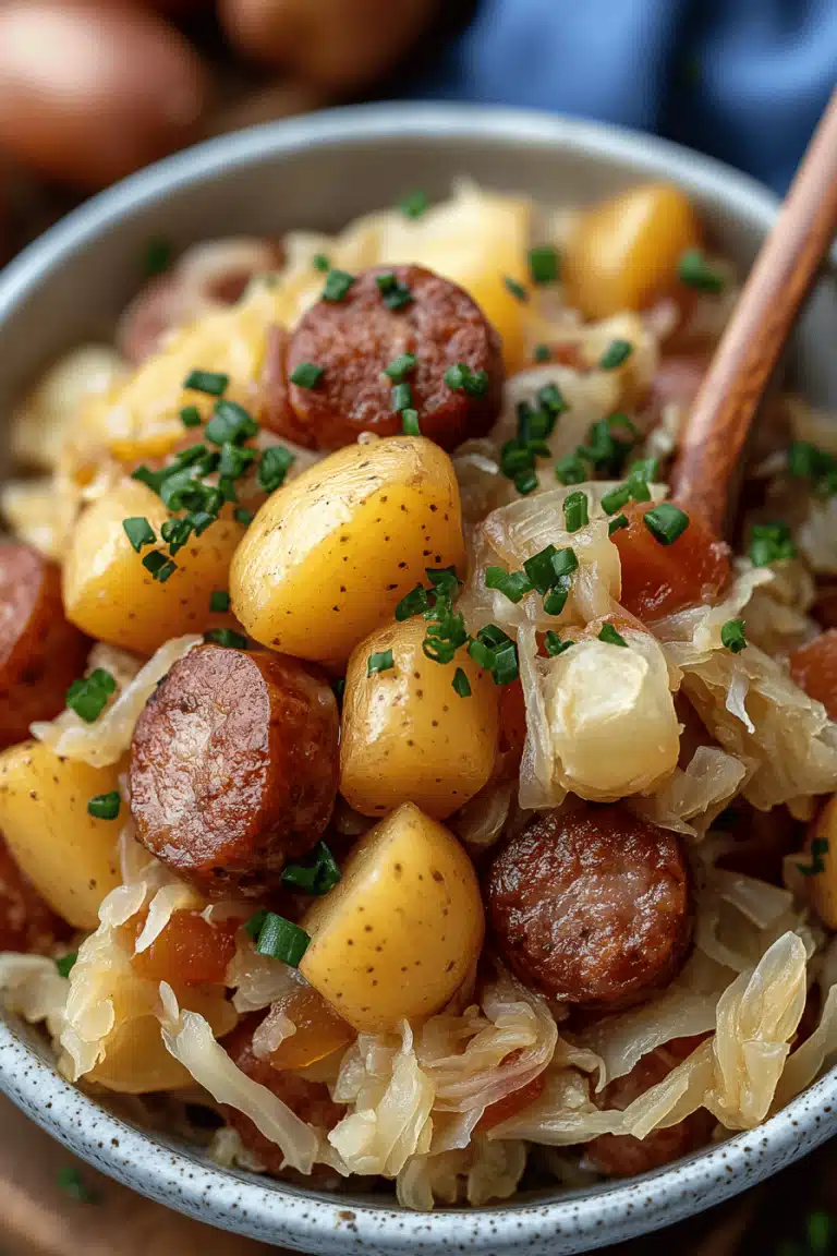 Crock-Pot Sausage Sauerkraut Potatoes