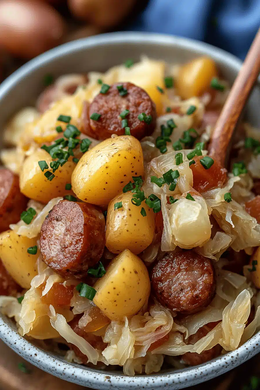 Crock-Pot Sausage Sauerkraut Potatoes