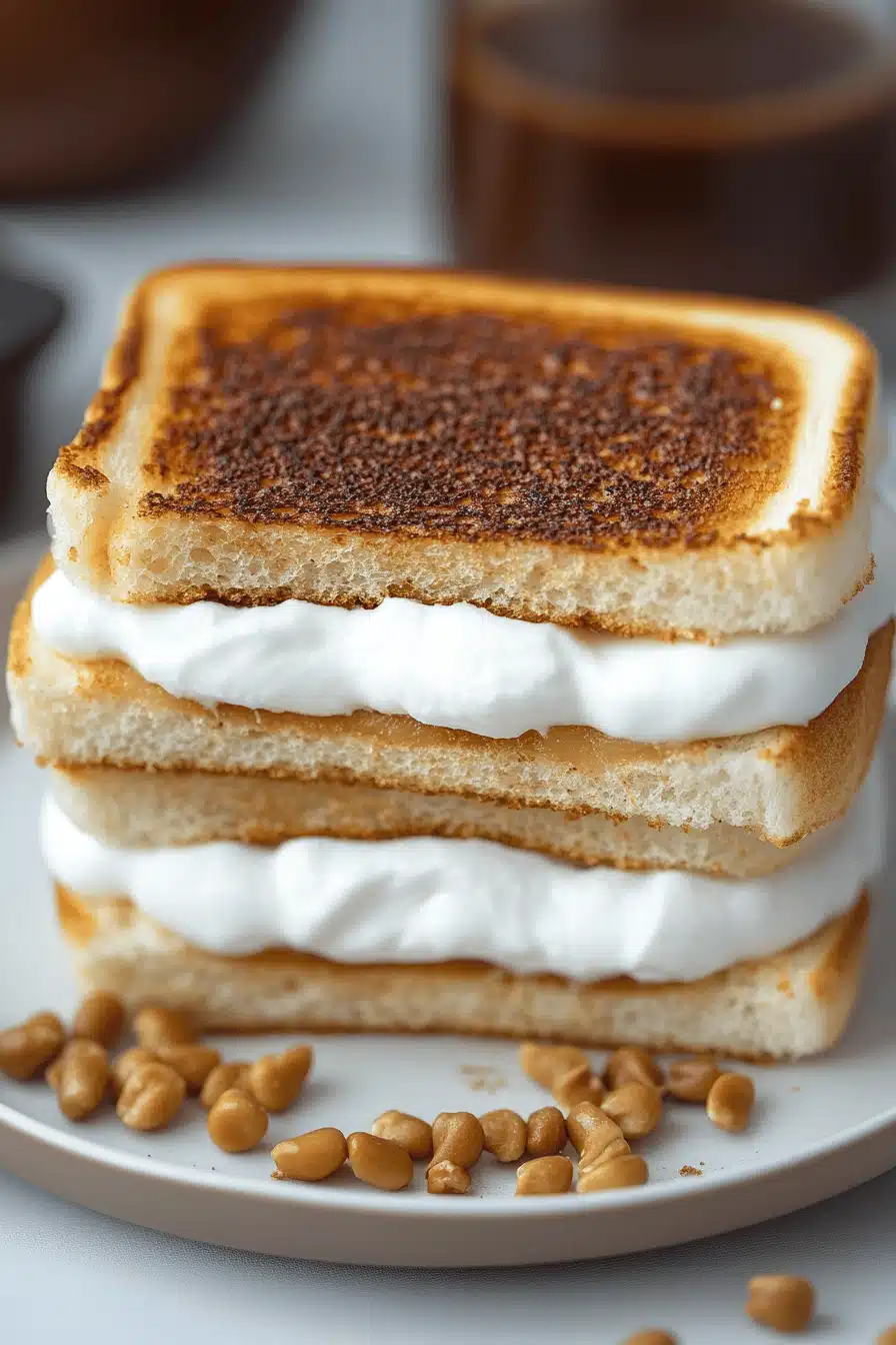 Fluffernutter Sandwich Recipe slice on plate showing perfect texture and swirl pattern