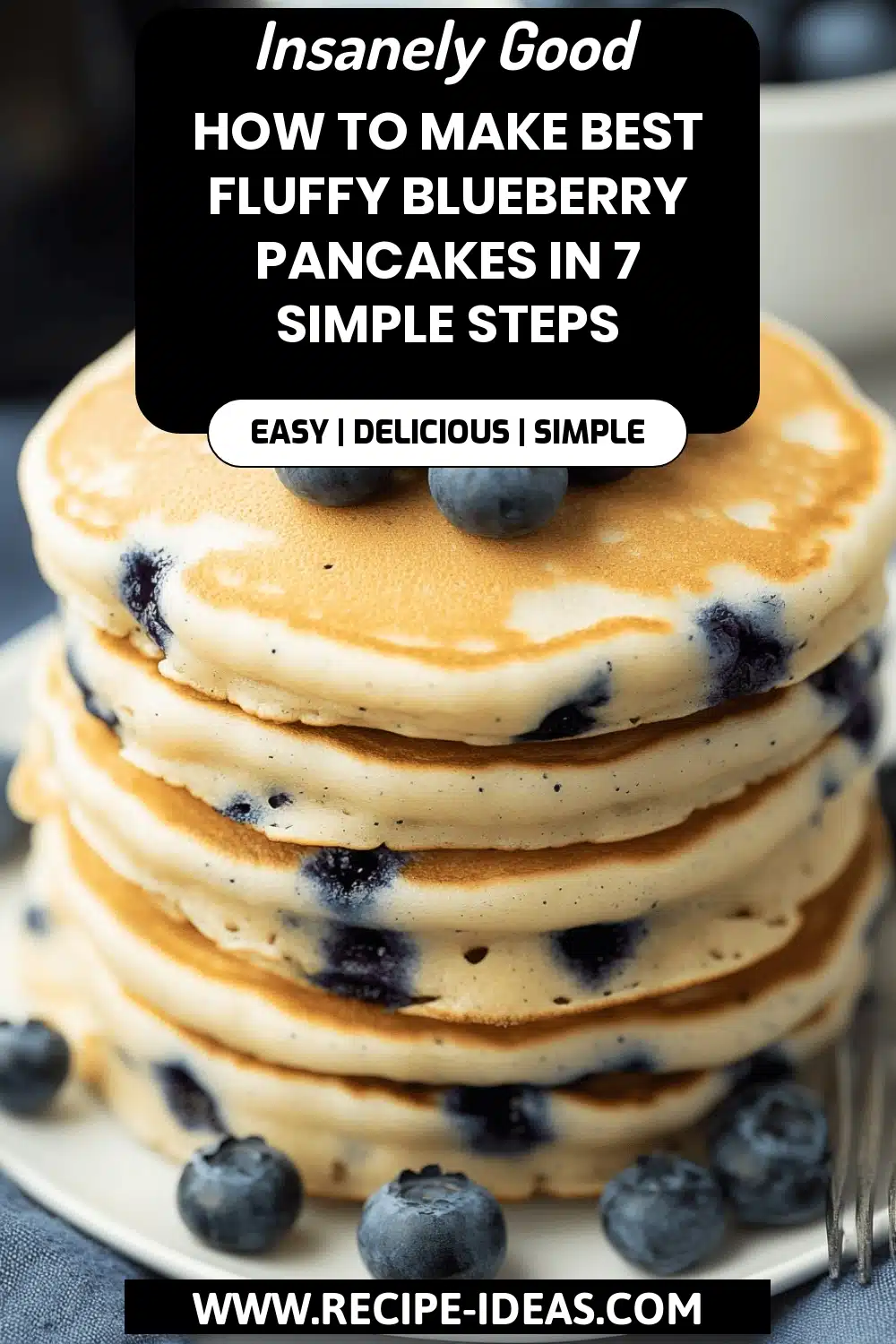 Fluffy Blueberry Pancakes final dish beautifully presented and ready to serve
