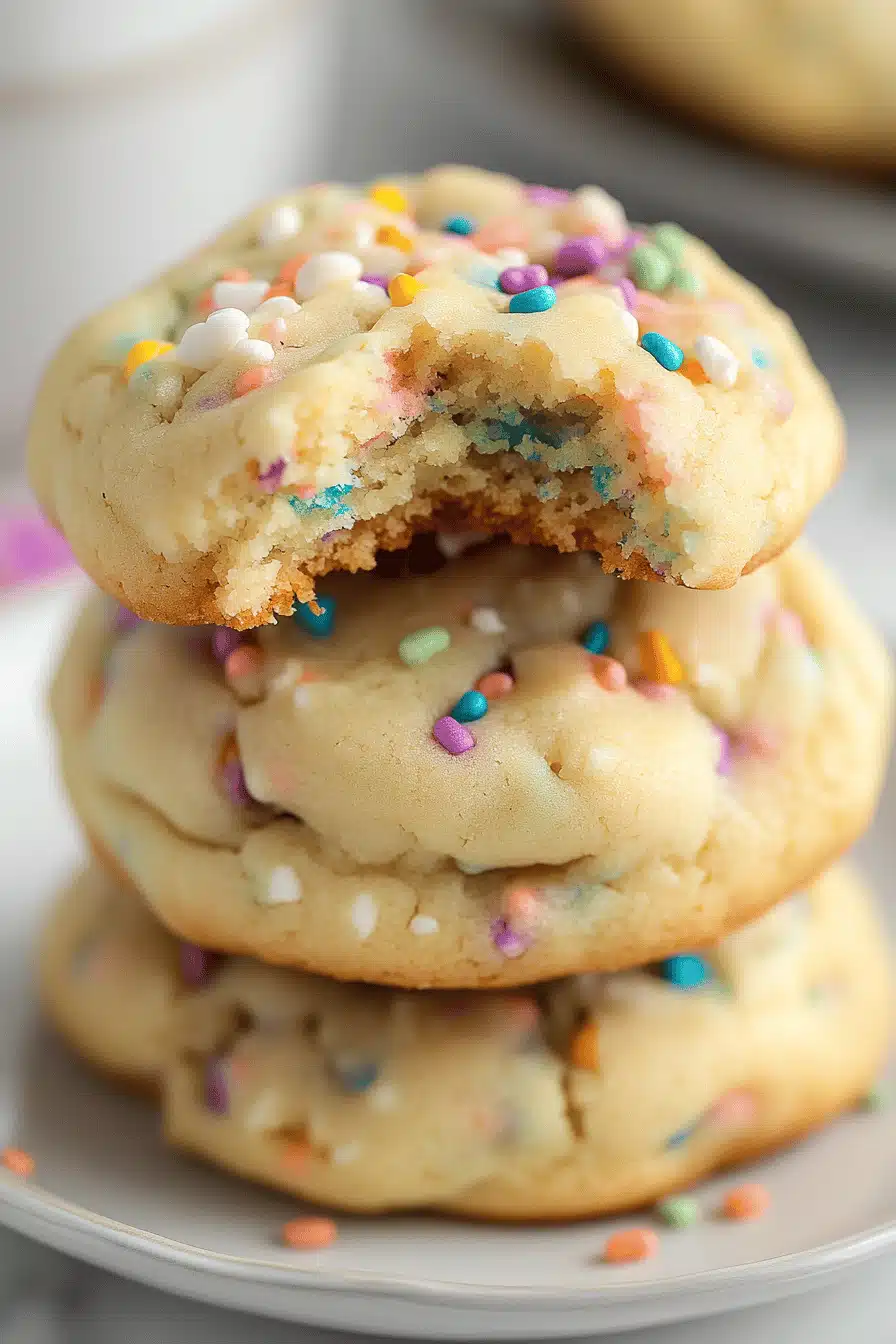 Funfetti Cake Mix Cookies ingredients organized and measured on kitchen counter