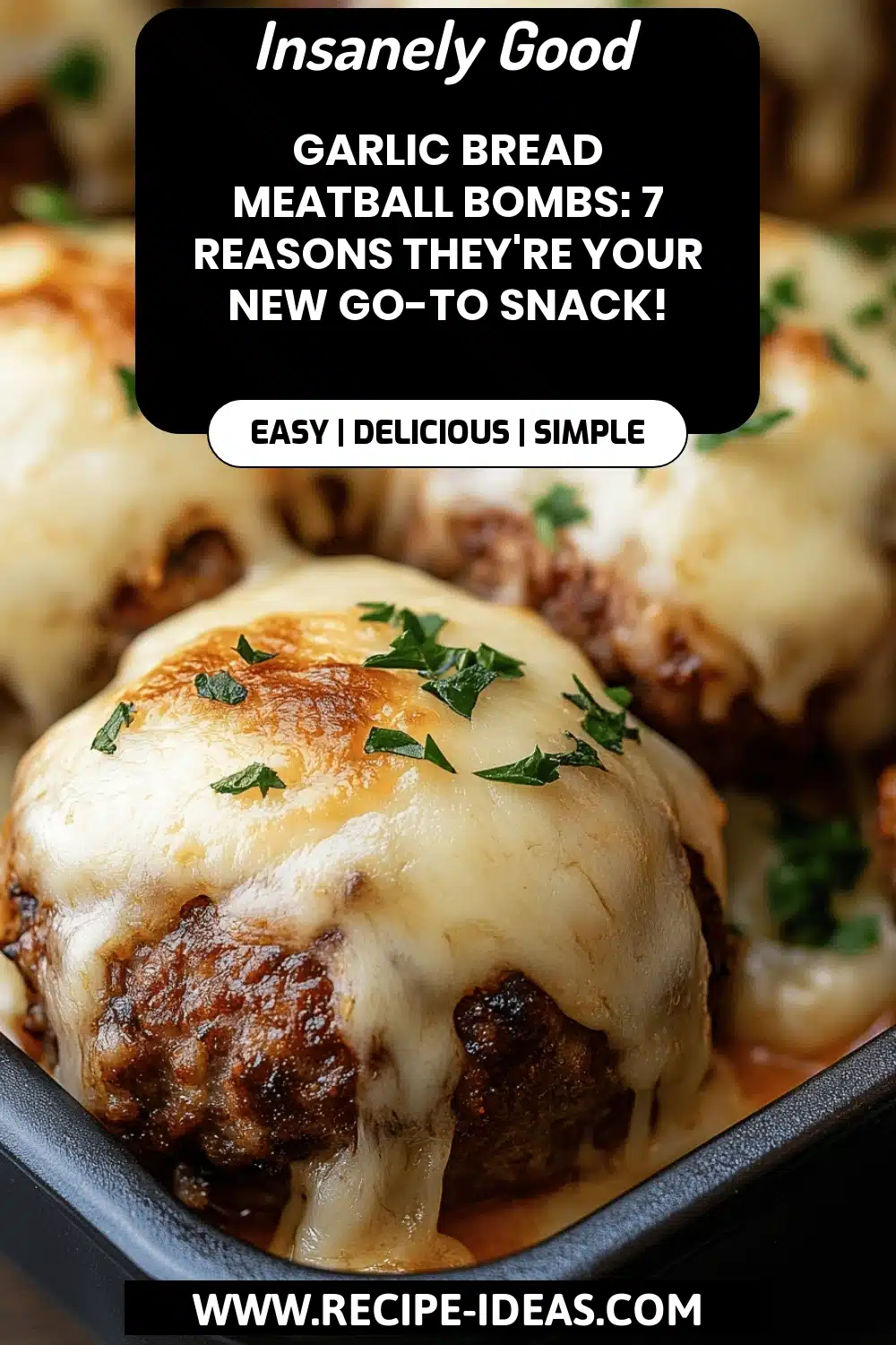 Garlic Bread Meatball Bombs final dish beautifully presented and ready to serve
