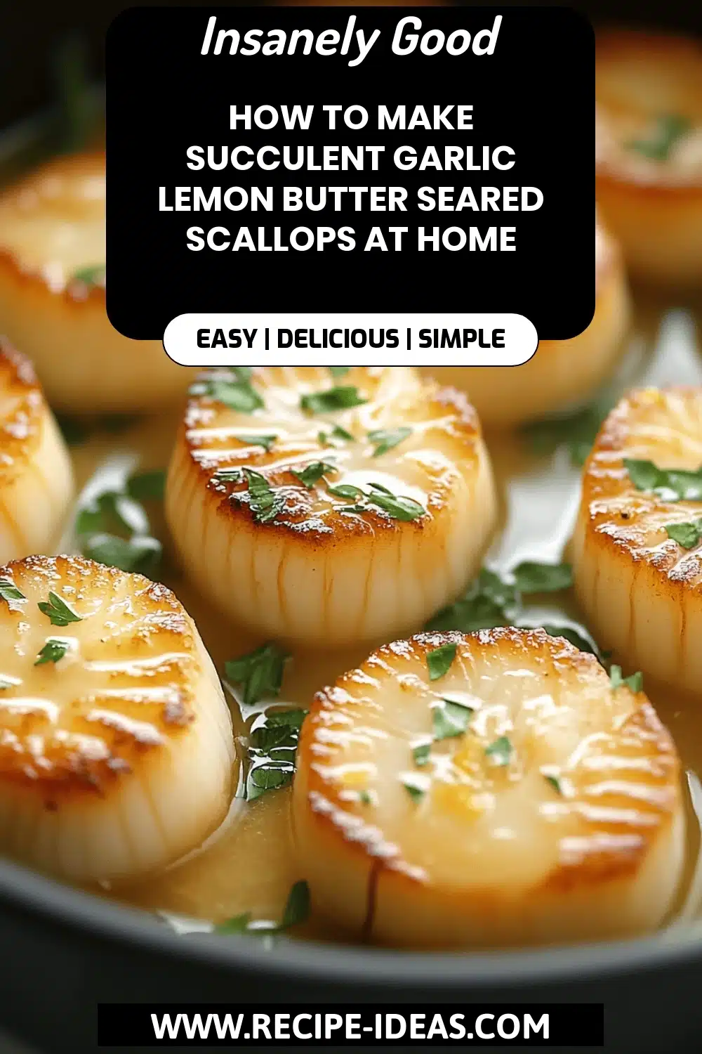 Garlic Lemon Butter Scallops final dish beautifully presented and ready to serve