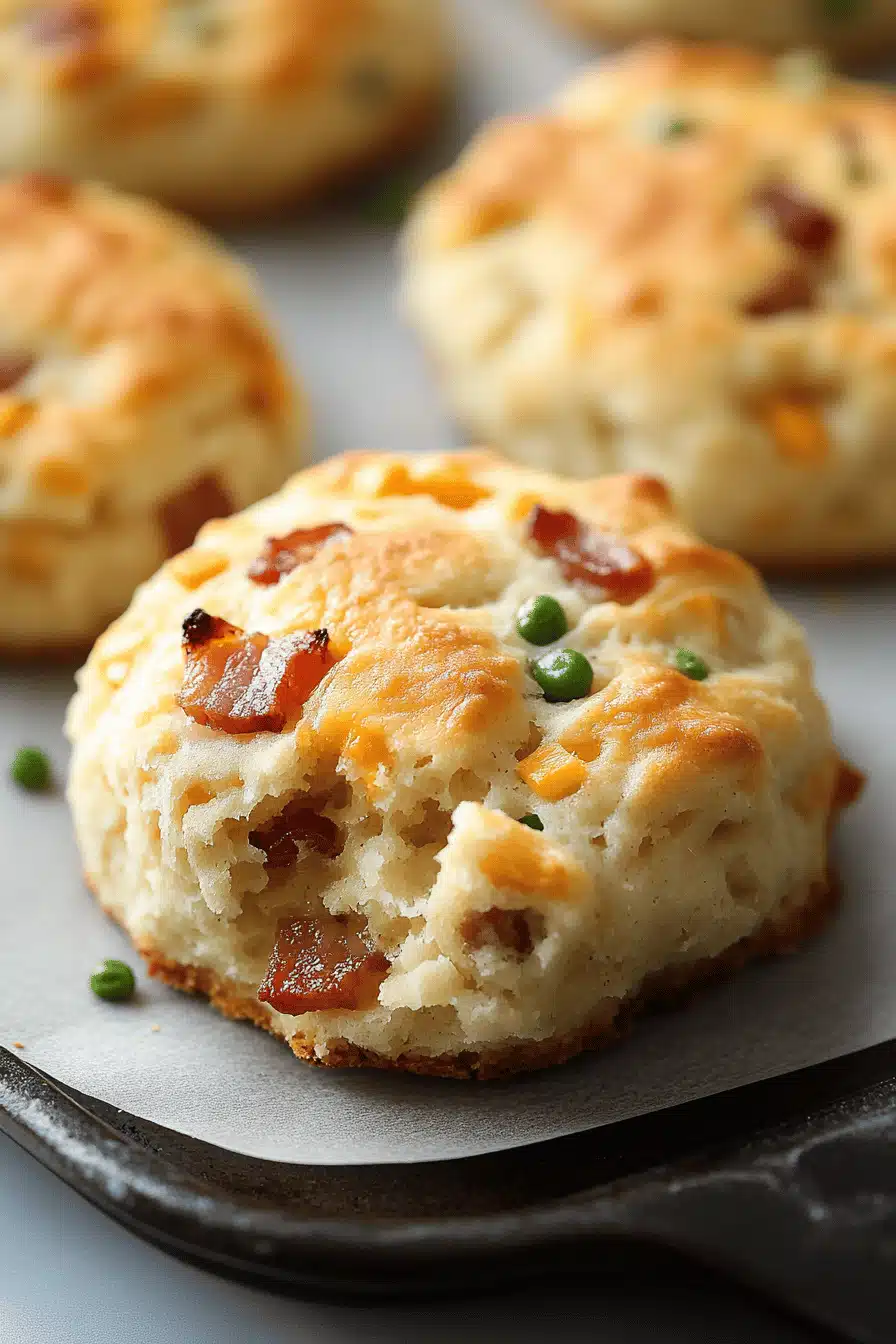 Gluten-Free Bacon Cheddar Biscuits ingredients organized and measured on kitchen counter