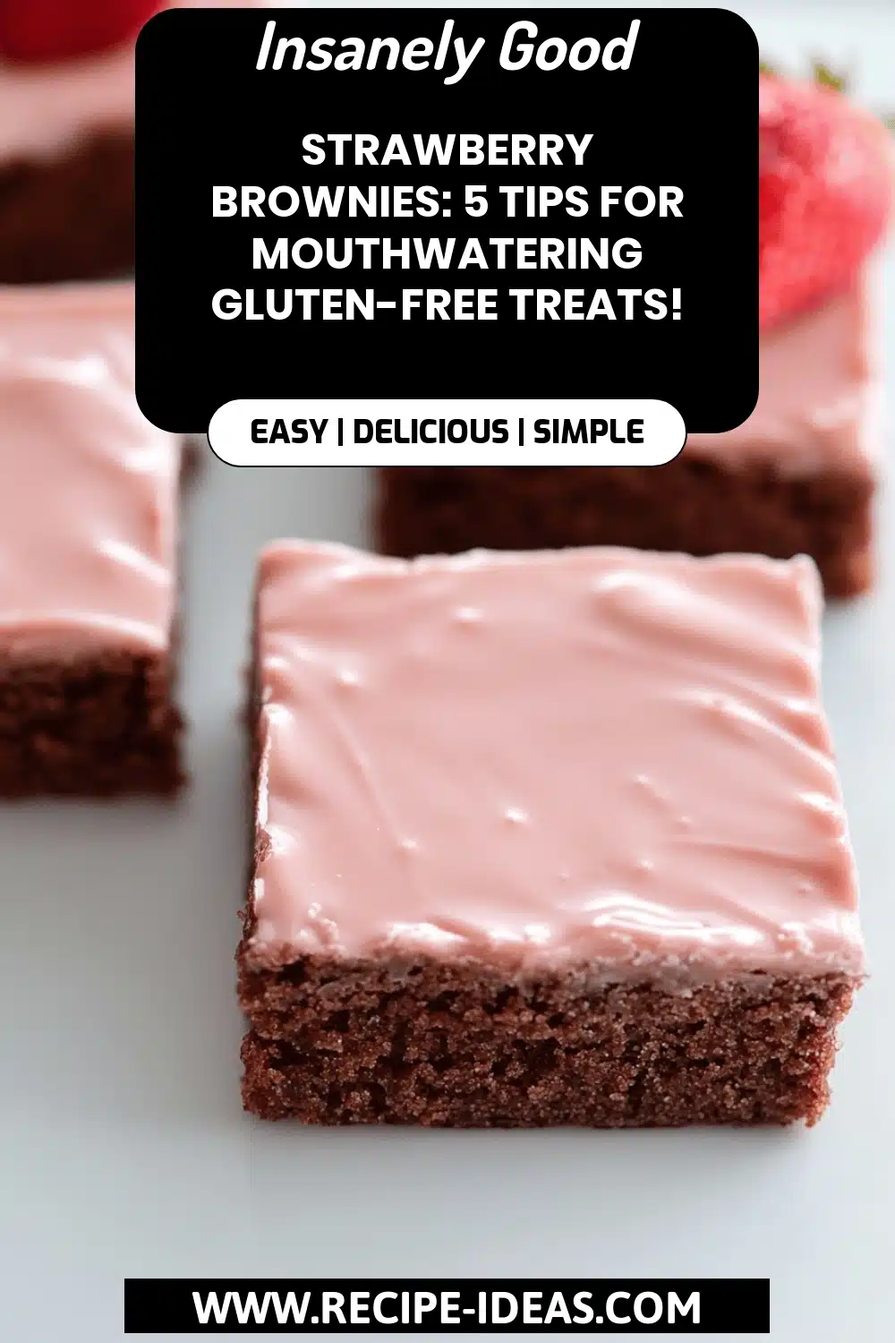 Gluten-Free Strawberry Brownies final dish beautifully presented and ready to serve