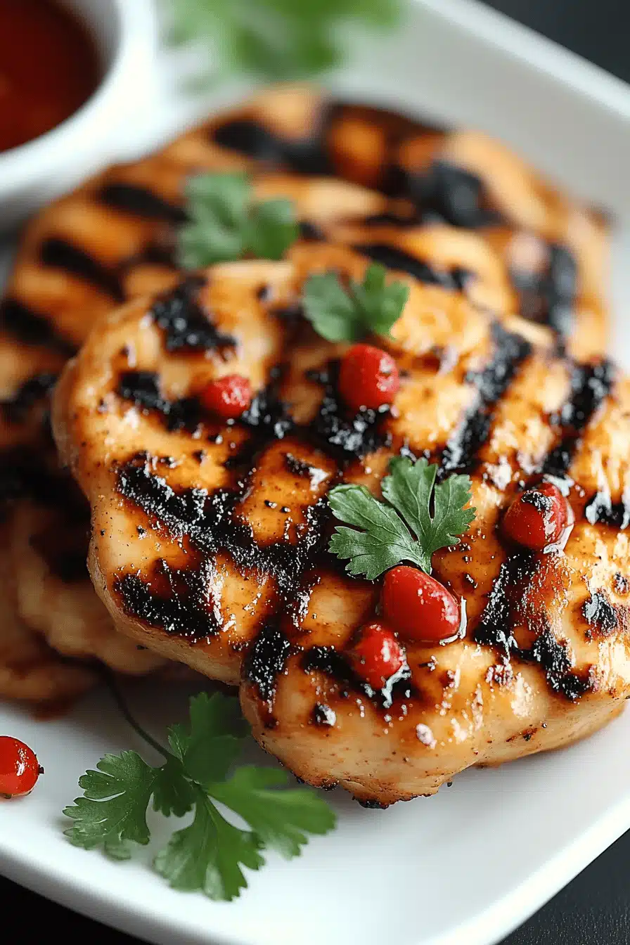 Grill Sweet Chili Chicken slice on plate showing perfect texture and swirl pattern