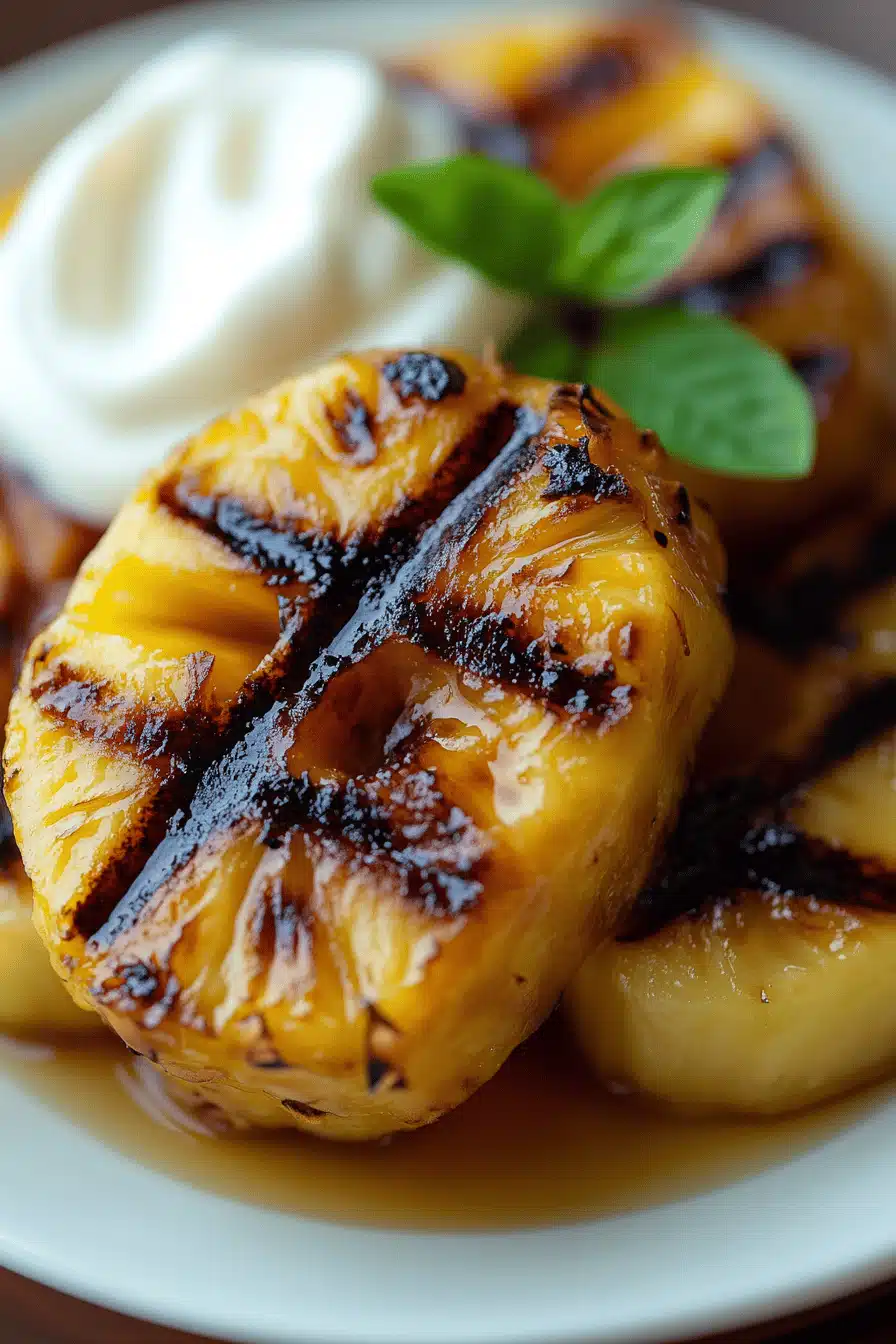 Grilled Pineapple Recipe ingredients organized and measured on kitchen counter