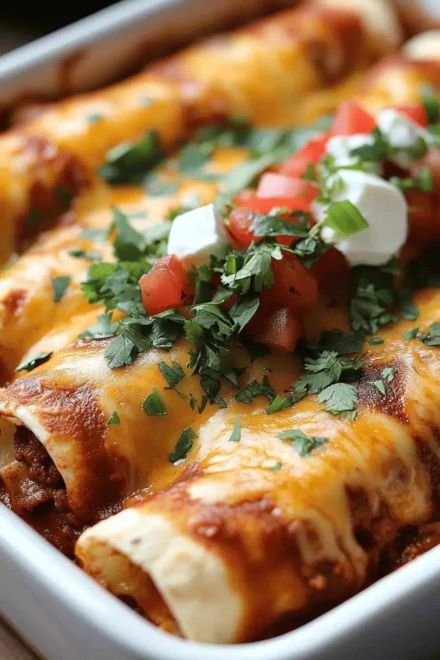 Ground Beef Enchiladas slice on plate showing perfect texture and swirl pattern