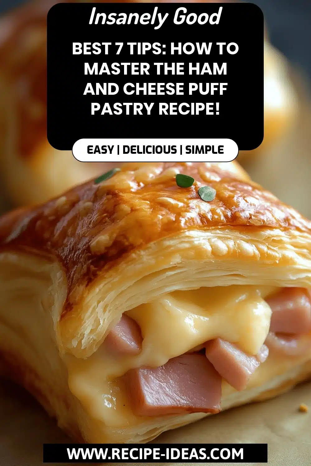 Ham and Cheese Puff Pastry Recipe final dish beautifully presented and ready to serve