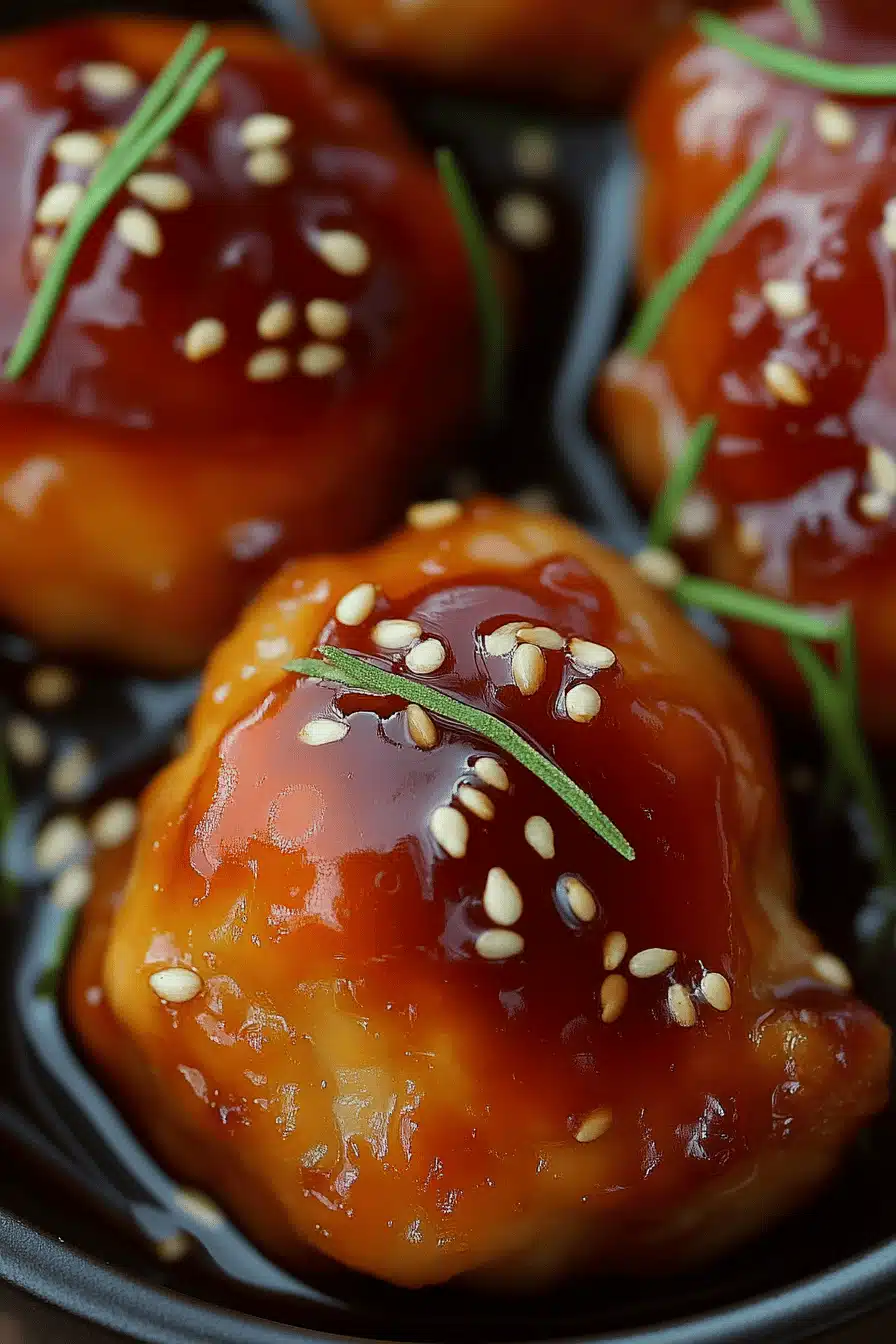 Hawaiian Shoyu Chicken slice on plate showing perfect texture and swirl pattern
