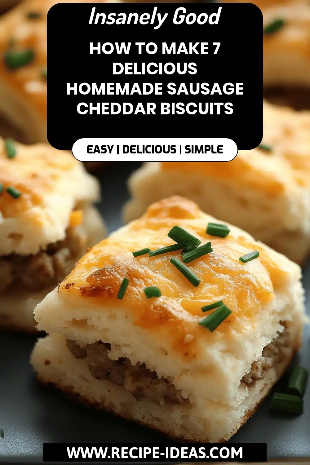 Homemade Sausage Cheddar Biscuits final dish beautifully presented and ready to serve