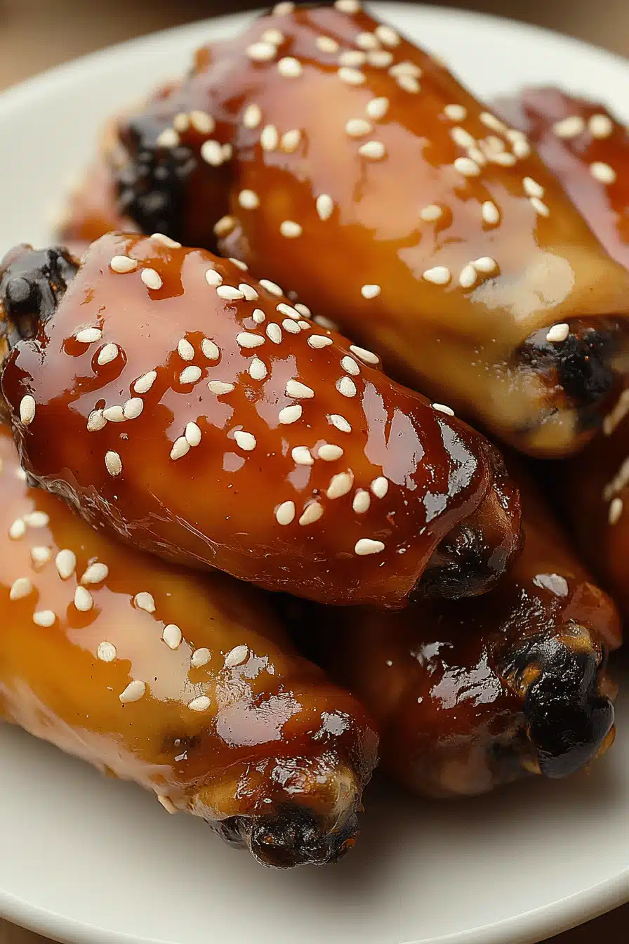 Honey Sriracha Chicken Wings slice on plate showing perfect texture and swirl pattern