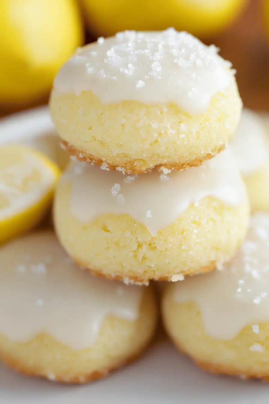 Italian Lemon Drop Cookies slice on plate showing perfect texture and swirl pattern