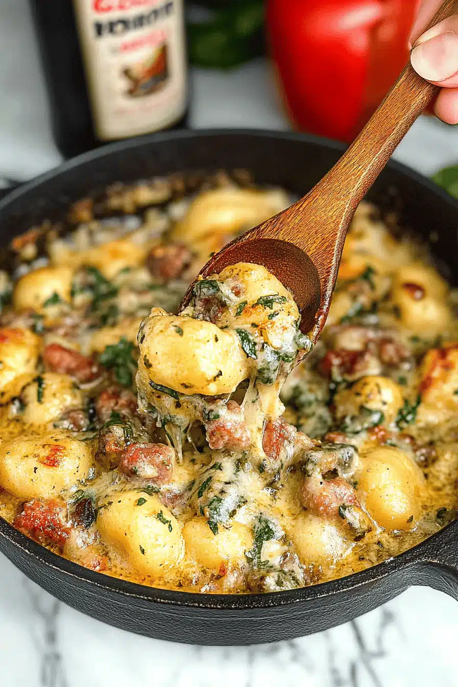 Italian Sausage Gnocchi Final Dish Presentation