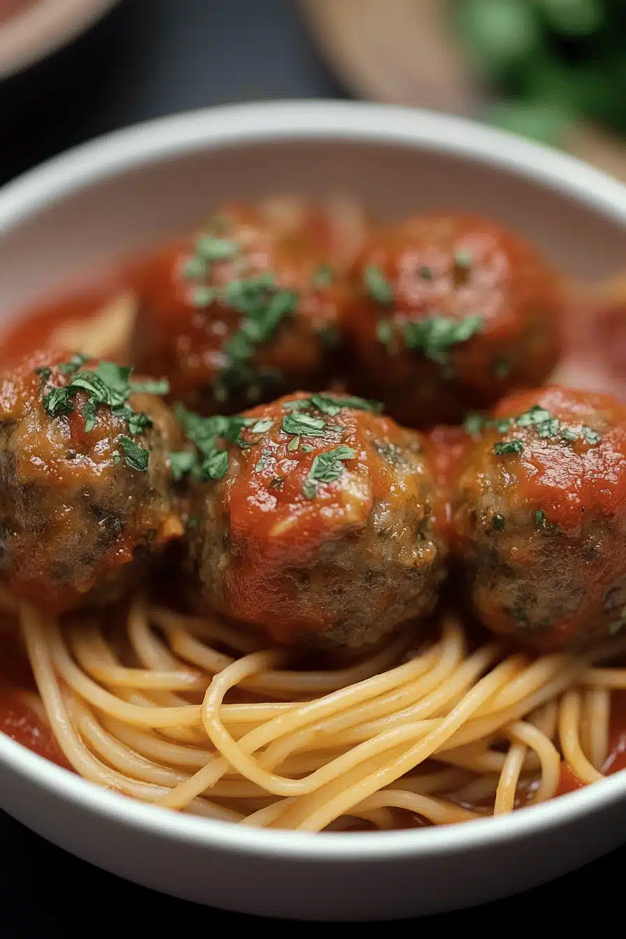 Italian meatball recipes slice on plate showing perfect texture and swirl pattern