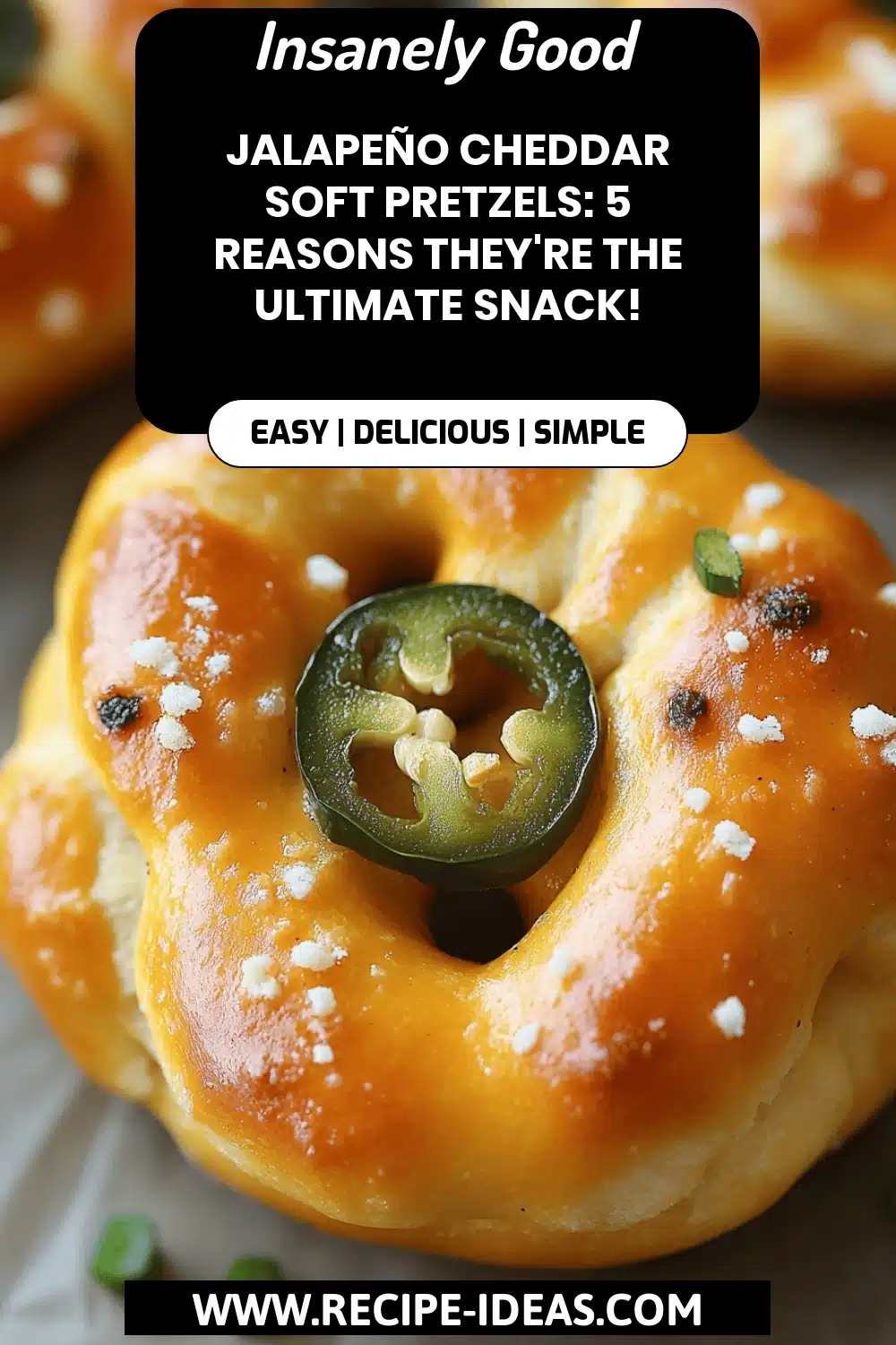 Jalapeño Cheddar Soft Pretzels final dish beautifully presented and ready to serve