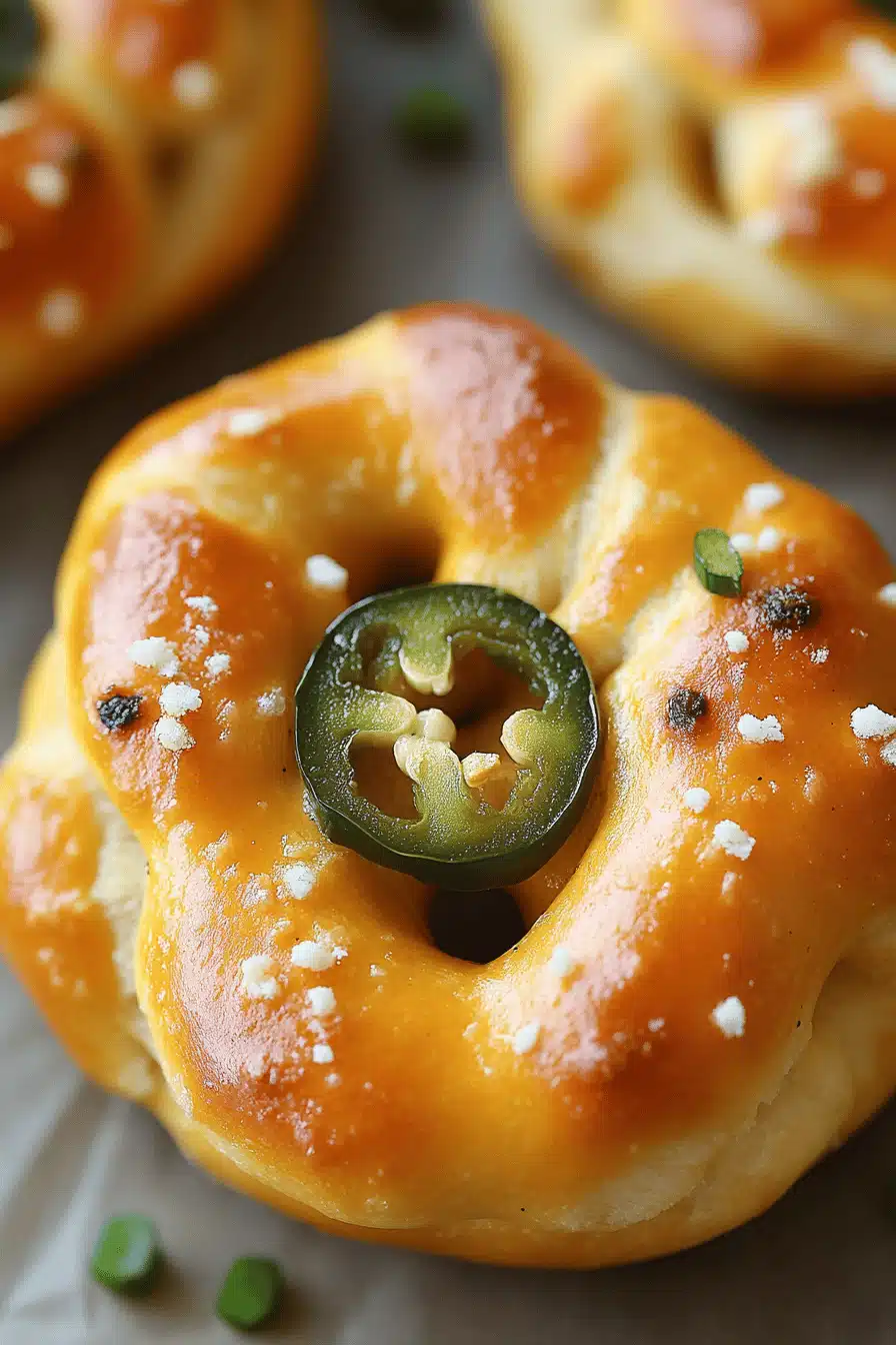 Jalapeño Cheddar Soft Pretzels slice on plate showing perfect texture and swirl pattern