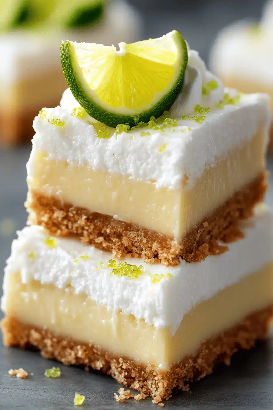 Key Lime Pie Bars slice on plate showing perfect texture and swirl pattern