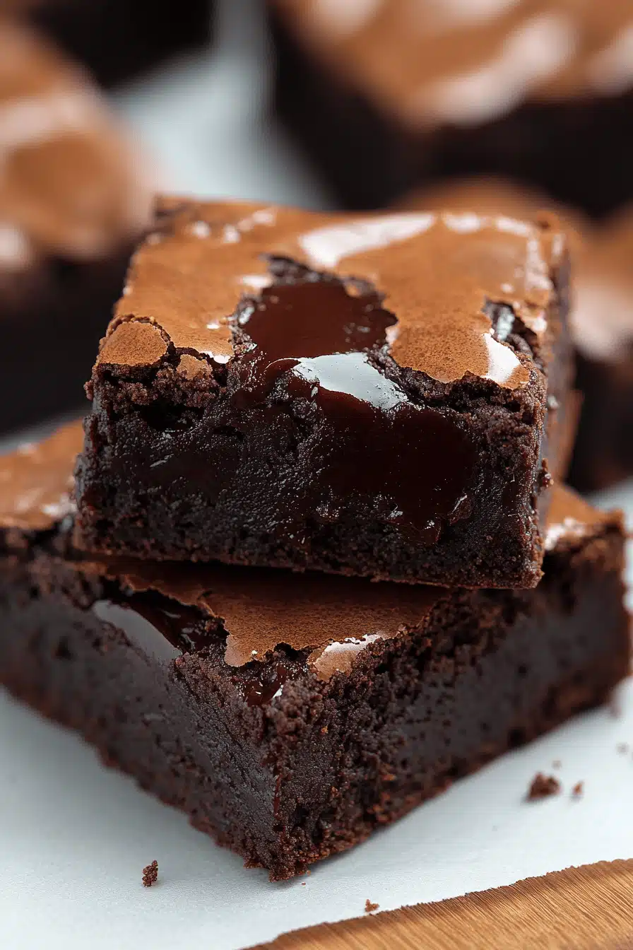 Lava Brownies Recipe slice on plate showing perfect texture and swirl pattern