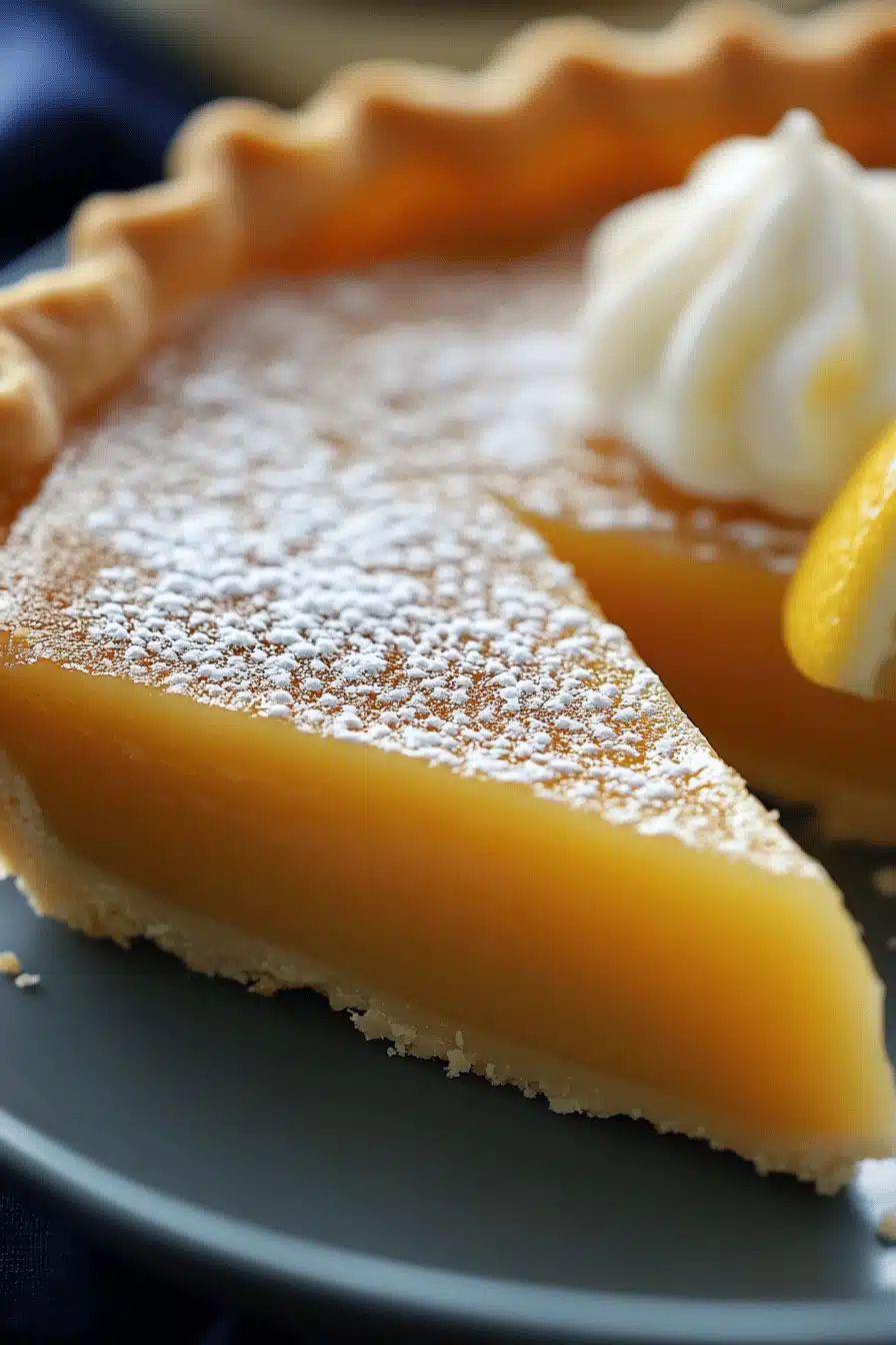 Lemon Chess Pie Recipe slice on plate showing perfect texture and swirl pattern