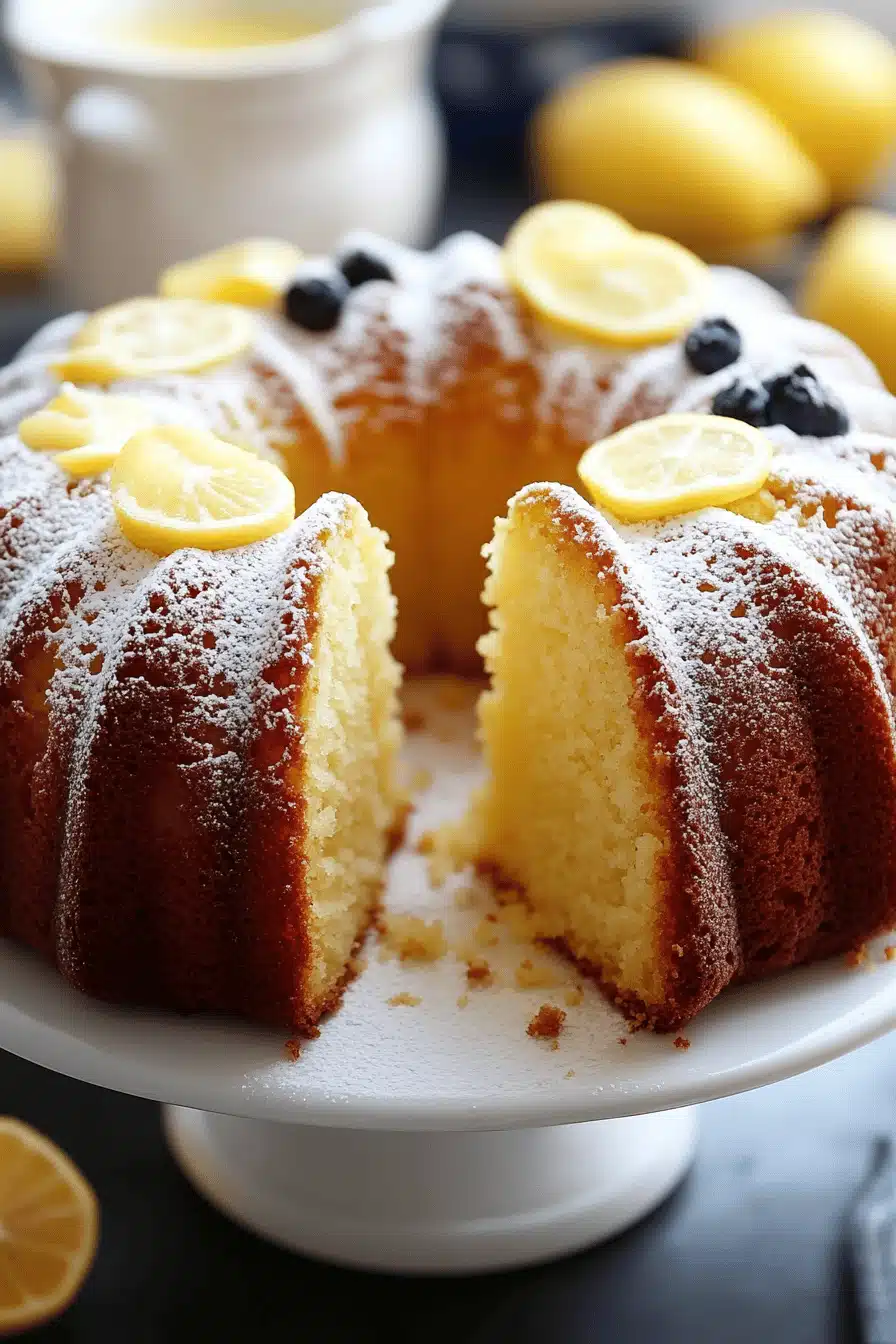 Lemon Pound Cake ingredients organized and measured on kitchen counter
