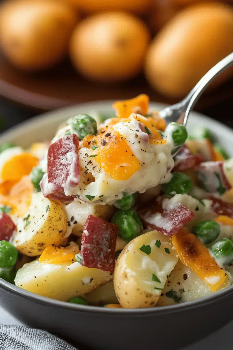 Loaded Baked Potato Salad ingredients organized and measured on kitchen counter