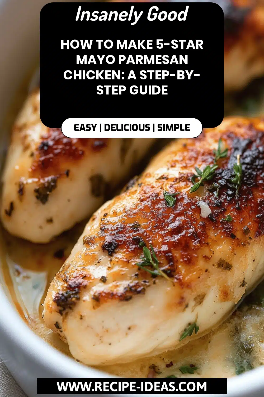 Mayo Parmesan Chicken final dish beautifully presented and ready to serve