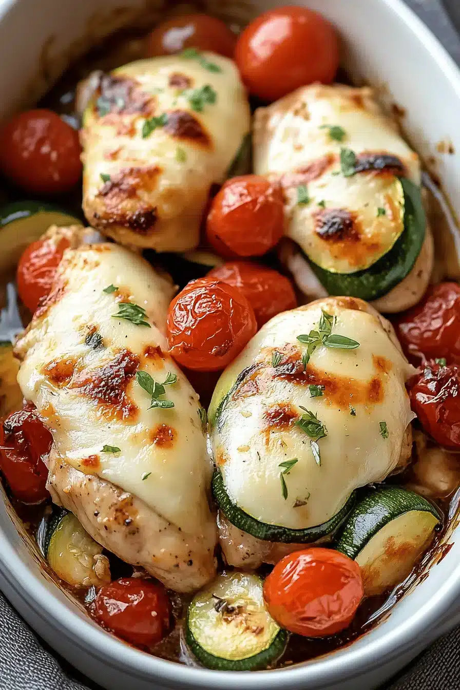 Mediterranean Chicken Zucchini Bake